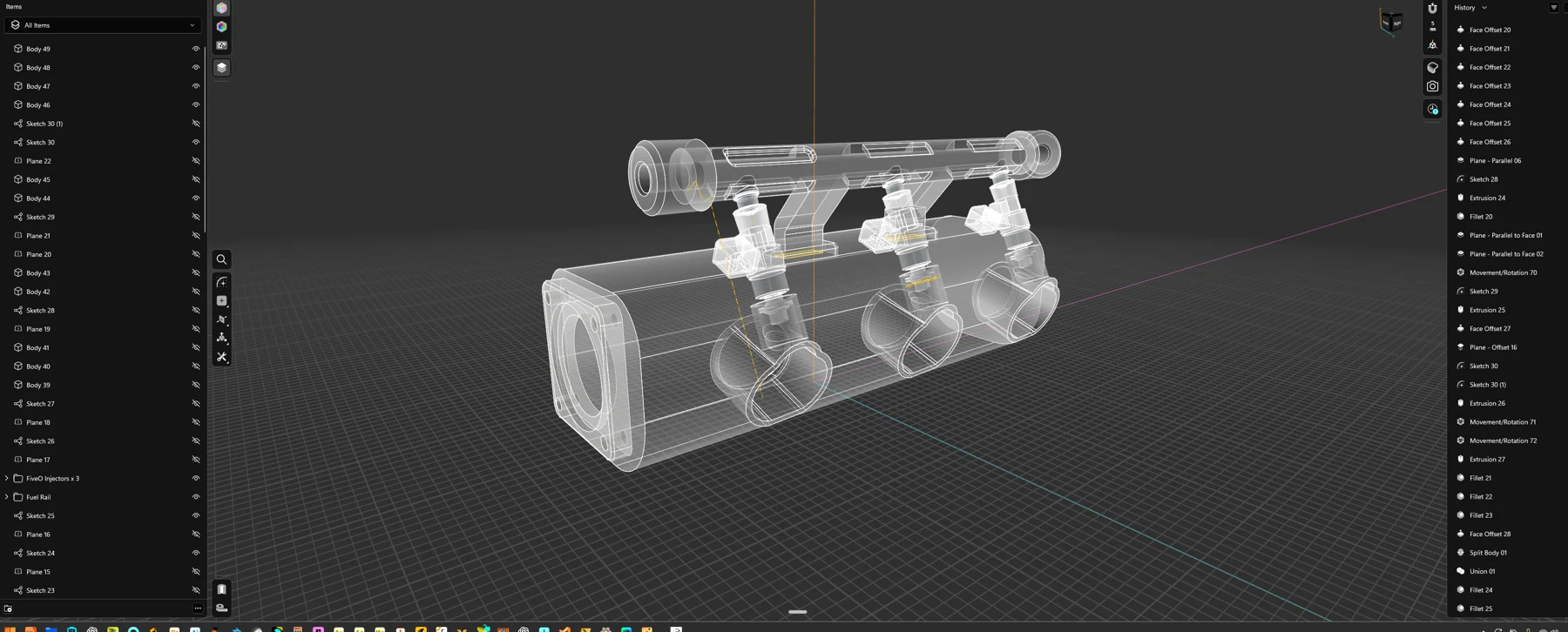 CAD view of a mechanical assembly